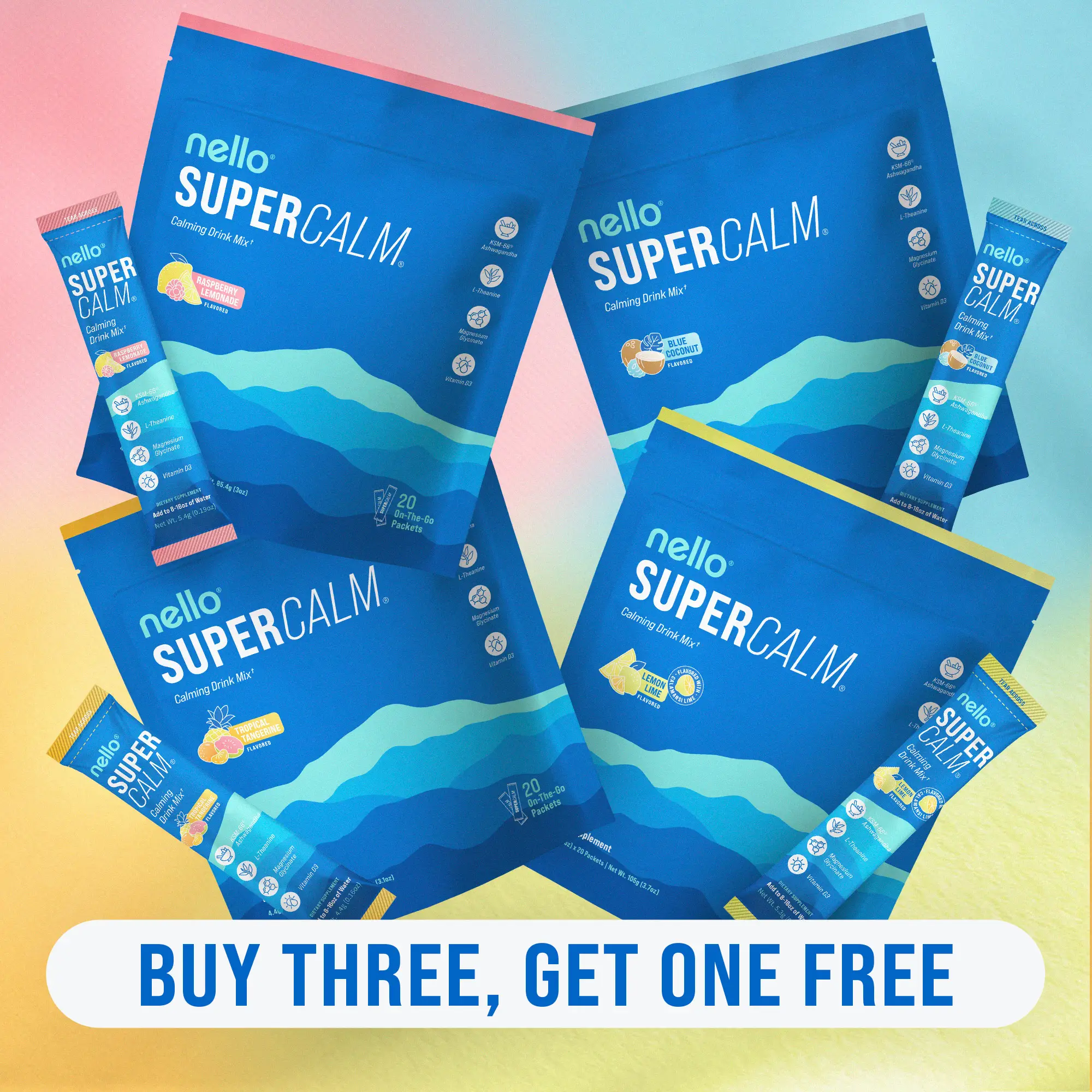 Nello Supercalm Travel Packets 4-Flavor Bundle