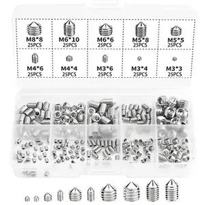 Headless Hex Socket Screws, Stainless Steel Pointed Fastening Screws for Home Repair, Ideal for Small DIY Projects