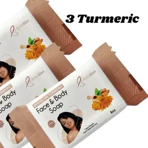Byenblan Turmeric 3-Pieces Soap Set for Brighten & Balance - Complete Skincare Collection for Optimal Health and Wellness