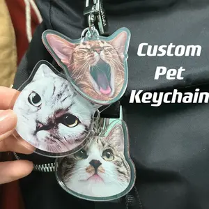 Custom Cat Keychain, Dog Keychain, Pet Photo Keychain, Personalized Pet Photo Keychain, Pet Loss Gift, Pet Memorial Gift, Pet Dad Mom Gift