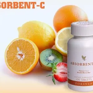 Forever Living Absorbent-C Orange & Honey Flavor with Oat Bran 100 Chewable Tablets Vitamin C Supplement for Immune Support & Skin Health - Dietary Healthcare Fitness Fiber