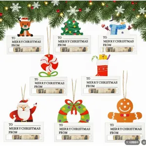 8 count Wooden Christmas  Holders Cute Christmas  Holder Ornament Here' Few Bucks Funny  Holders  2026 for Xmas Party Favor  Decor Tree  Accessories