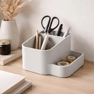 3D Printed Desk Organizer Modern Office Storage with Divided Compartments Minimalist Desktop Organization