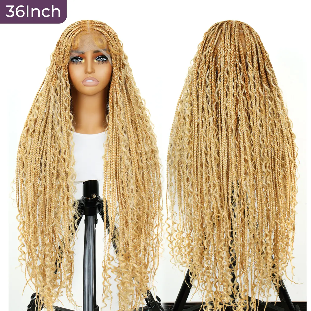 SuperNova 36" #T274/614 Full Lace Knotless Bohemian Box Braided Wig, Premium Synthetic Fiber, Long & Natural Look #SummerVibes Boho Style Wigs Boho Braids