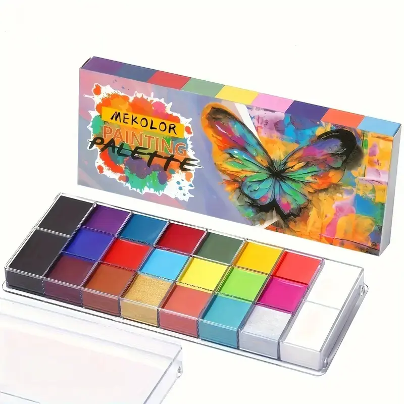 22 Color Body & Face Paint Set, Face Body Cosmetic, Body Makeup, Easy Clean, Mix Colors, Perfect for Stage, Carnival, Halloween, Christmas, Easter Tattoos