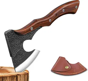 Purple Dragon 14" Hand Forged Garden Axe with Sheath - Ideal for Wood Chopping，Men's Gift