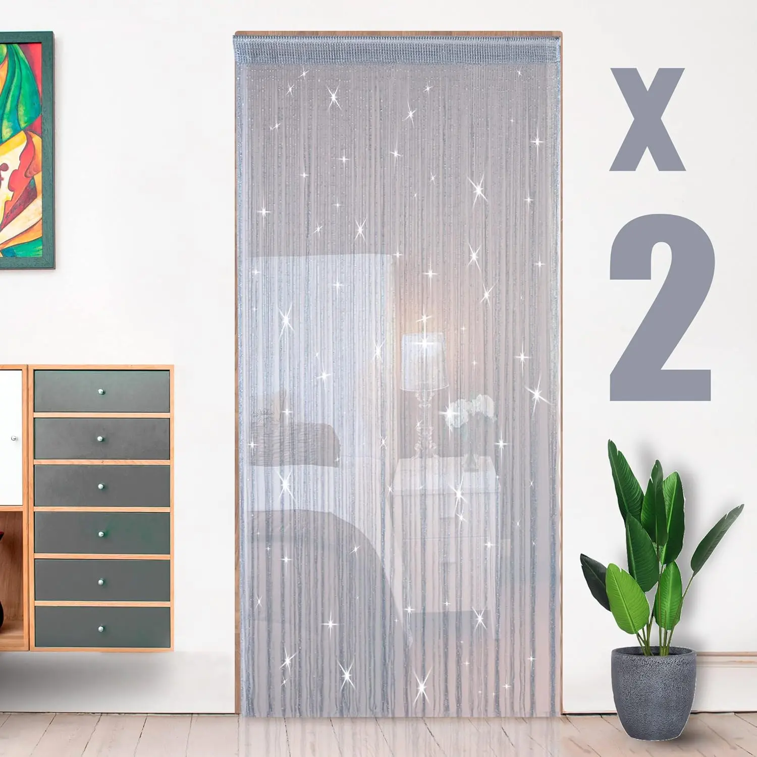 2 Pack 39 x 79 Inch Beaded Curtain String Door Curtains, Hippie Room Decor Beaded Curtains for Doorway, Closet Curtains, Room Divider  Decor, Boho Home Decoration for Bedroom, Party,
