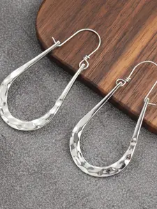 1 Pair Minimalist Retro Silver Hoop Earrings, Versatile Jewelry Accessory For Daily Wear And Parties, Imitation Jewelry Accessory