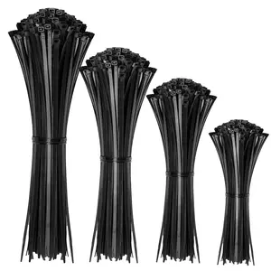 Cable Zip Ties,400 Pack Black Assorted Sizes 12+8+6+4 Inch,Multi-Purpose Self-Locking Nylon Cable Cord Management ,Plastic Wire Ties for Home,Office,Garden,Workshop.