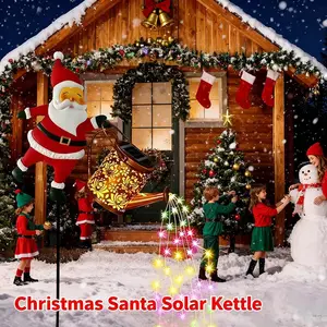 Solar Kettle Christmas Lights, Led Lantern Outdoor Waterproof LED Decorative Lights for Garden, Festive Holiday Lighting, Energy-Saving Design