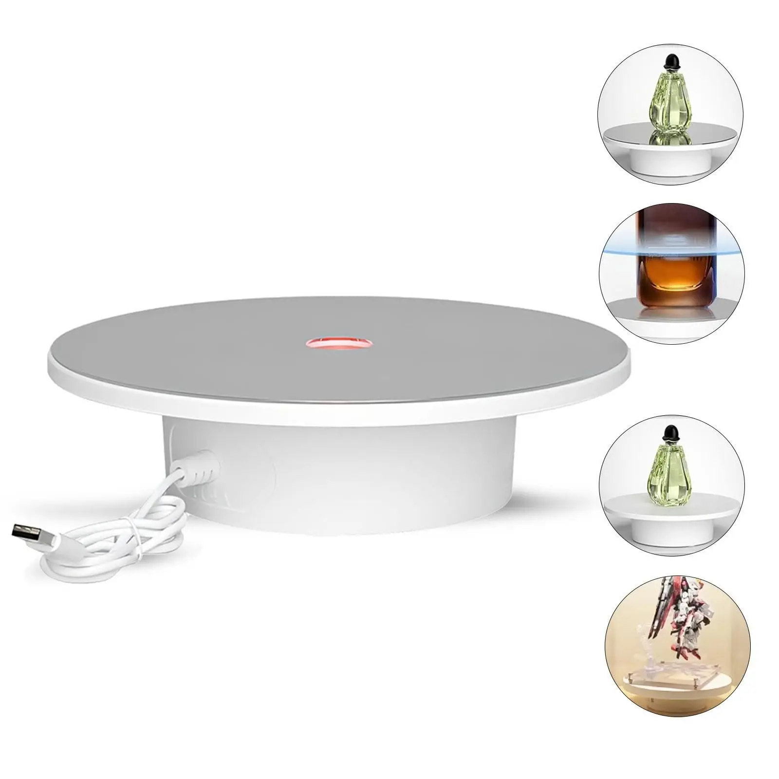 Mini Electric Matte Panel Rotating Retail Display Stand, 360° USB Powered Rotation Table with RGB Lights, 15cm Diameter, Ideal for Jewelry, Lipstick, Watches, Decoration Stand