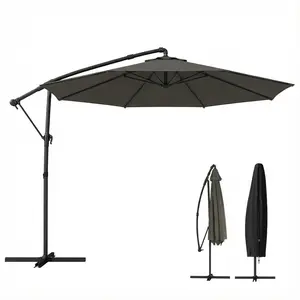 Hanging Cantilever Umbrella For Deck Or Pool 8 Steel Ribs 200gsm Fade Resistant Polyester Top Vent For Airflow Requires 132 Lbs Weight