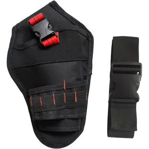 Drill Holster, Heavy Duty Impact Driver Holster for Tool Belt, Oxford Specialist Driver Tool Bag, Professional Tool Holster with Adjustable Strap & Quick-Release Buckle (Black+red)