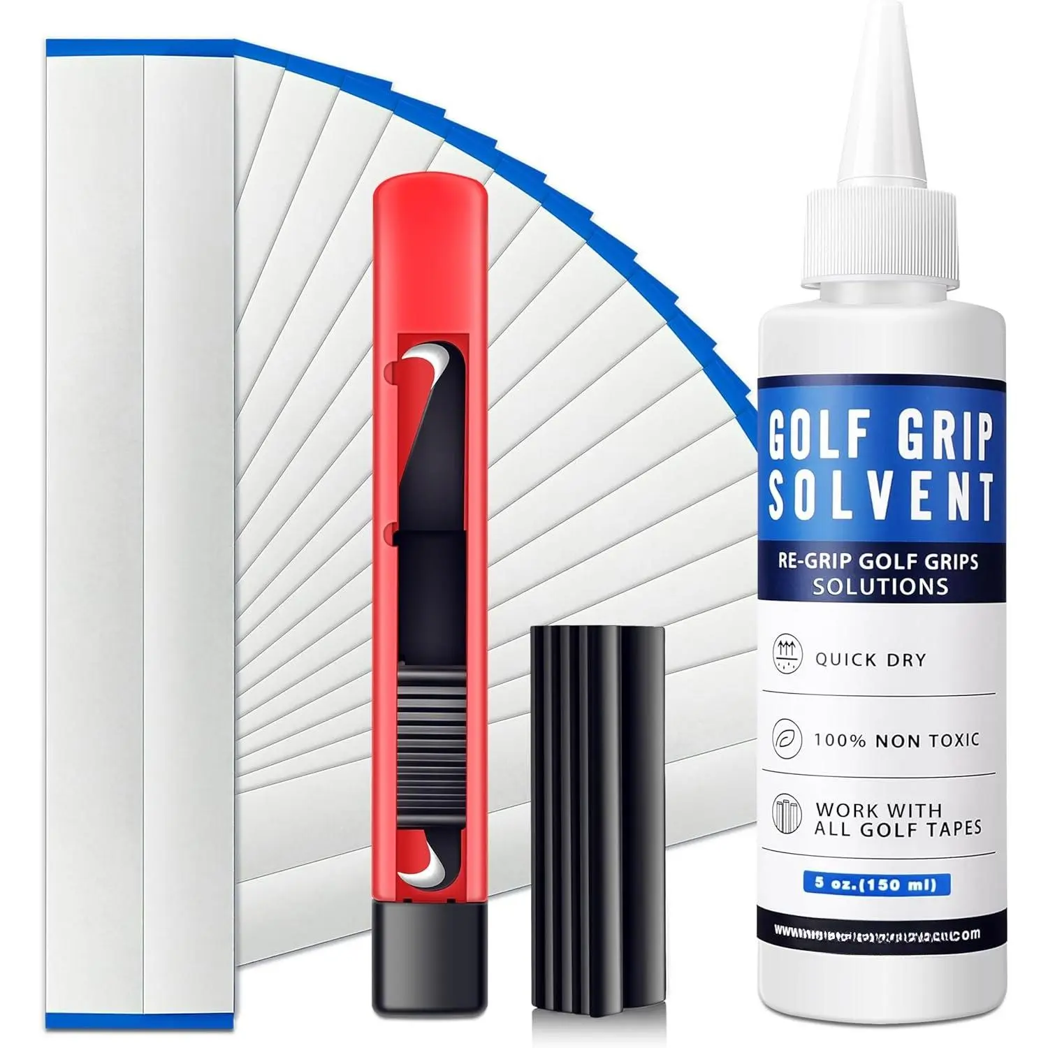Deluxe Grip Repair Kits for Regripping Golf Clubs - Inlcudes Hook , 2" x 10" Professional Tapes, 5 oz Solvent and Rubber Vise Clamp Yifanyou Sports
