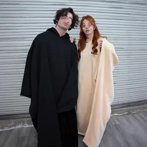 Autumn and Winter Loose Woolen Hooded Button Cape Coat for Men and Women pink trench Women's Oversized Half Zip Fleece  wash long sleeve  Hoodie with Kangaroo Pocket dream Sherpa Hoodie pullover lightweight sweater shirt open front vacation clothing