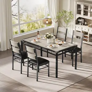 Fathersdaygift Summervibes Flash sale home items: Hot Space-Saving 2-Piece Wood Dining Table Set. Includes Upholstered Chairs & Corner Protector. Modern Vintage Furniture, Black/Grey Options, ideal for Small Dining Rooms & Apartments