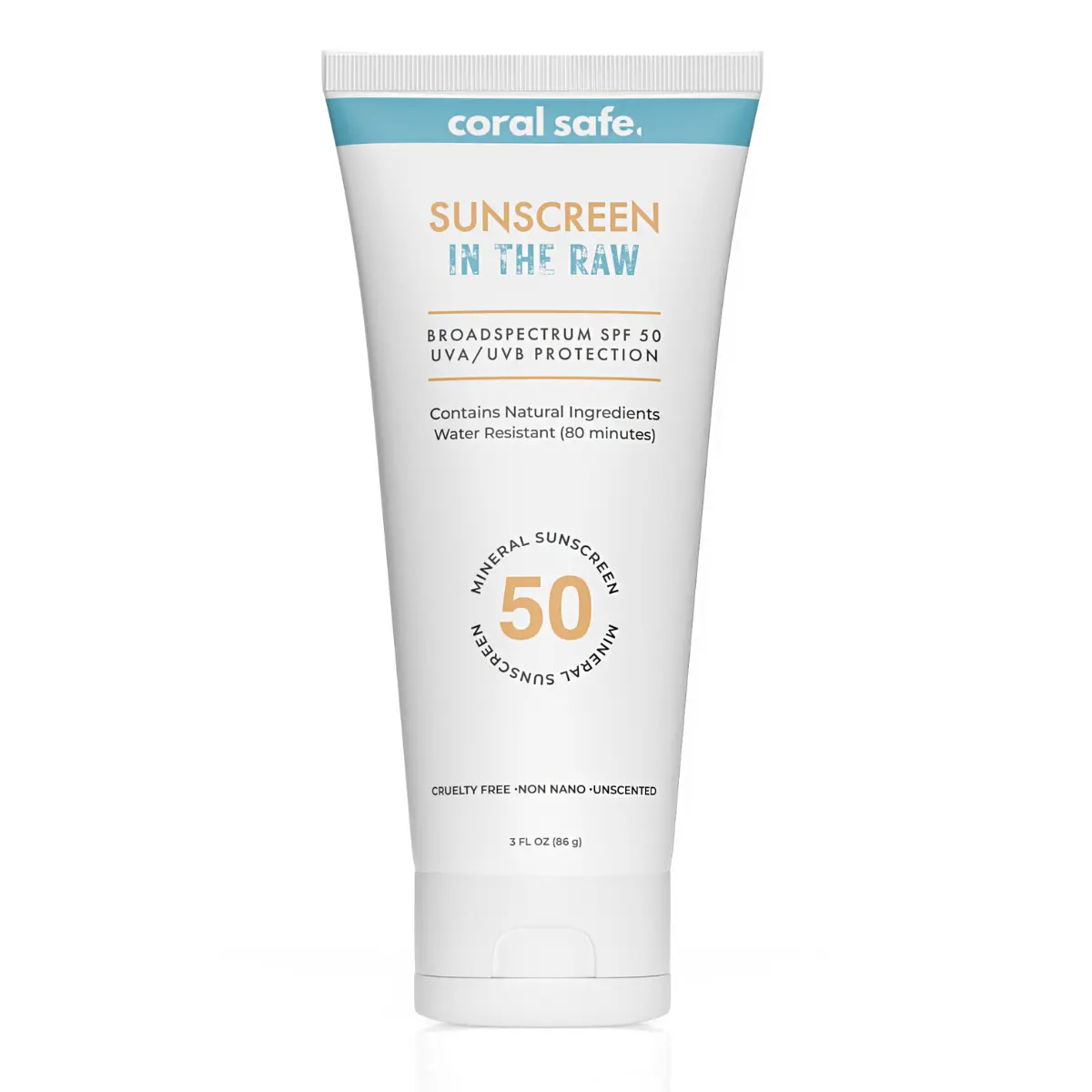 Reef Safe Sunscreen Travel Lotion SPF 50 - Mexico & Hawaii 104 Reef Act Compliant, Biodegradable, Zinc, Vitamin E, Oxybenzone & Octinoxate Free, Water Resistant, Natural Ingredients, by Coral Safe