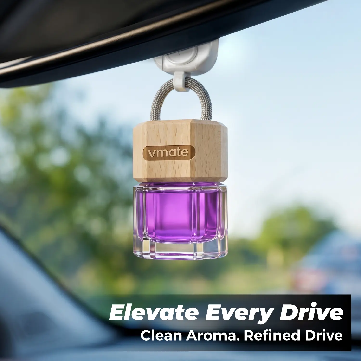 VMATE Astrum Car Fragrance Diffuser - Dreamy Lavender Fragrance Oil, Aromatic Woody Scent, Invertable Bottle, Girly Interior Decoration, Cars Accessories, Hang-and-Refresh, Fits Small Rooms