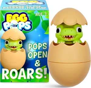 Animal Egg Pops Talking Toy - Pops Up & Plays Sounds, Easter Basket Stuffers for Teens - Interactive Easter Kids Toys or Funny Gag Gifts for Teens, Cute Collectible Spring Character (Dino)