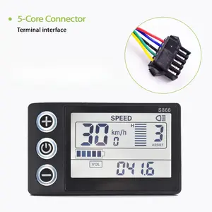 Waterproof Electric Bicycle Speedometer Display, S866 Sm5pin Digital Cable Computer, Compatible with Uart 2 Protocol, E-Scooter Controller