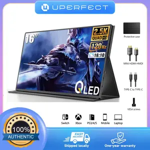 UPERFECT GR16EQ 16 inches 2.5K 120Hz/144Hz Portable Gaming Monitor Uses as a second gaming monitor Comes with a leather case Lightweight and portable Connects with a single cable Connects to PS5 and Switch consoles Connects to phones and computers