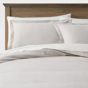 King Cotton Linen Chambray Duvet Cover & Sham Set Light Gray - Threshold