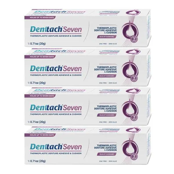 Denttach Seven Denture Adhesive, Thermoplastic Denture Cushion and Reliner, Upper and Lower Denture Comfort for Up to 7 Days, Zero Glue, Zinc Free (4)