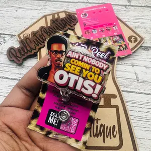 Funny Otis Aint Nobody Comin To See You Sparkly Retractable Badge Reel Cute Meme Acrylic ID Holder For Nurses Teachers Coworker Gag Gift