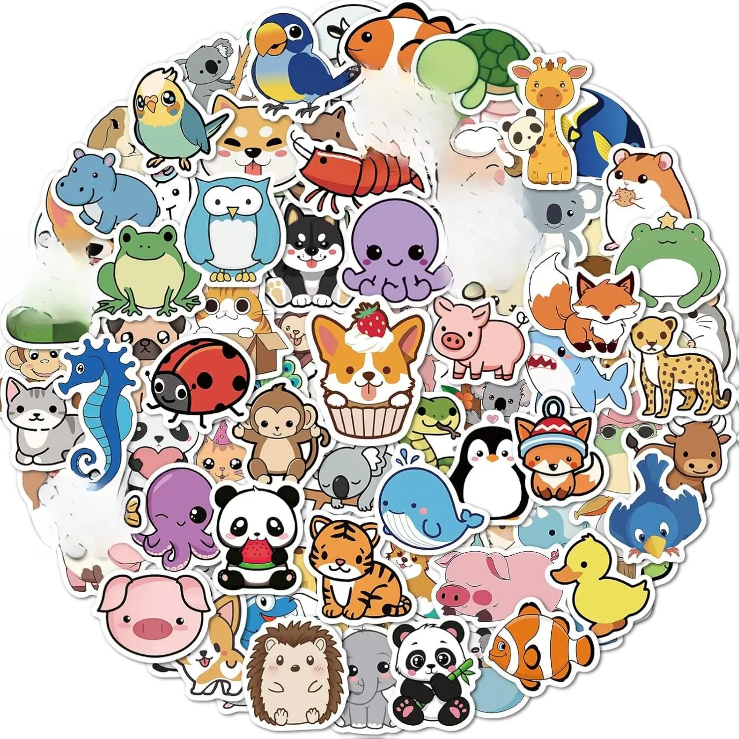 100 Pcs Animal Stickers for Kids, Cute Water Bottle Stickers for Kids Waterproof, Vinyl Laptop Kid Sticker Pack, Kid Classroom Prizes for Elementary Students