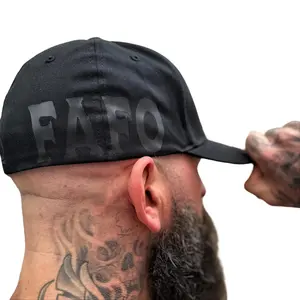 FAFO Black On Black Flexfit Cotton Hat – Black Flexfit Hat, Cotton Spandex Blend, Structured Streetwear Headwear, Modern Minimal Style For Daily Wear