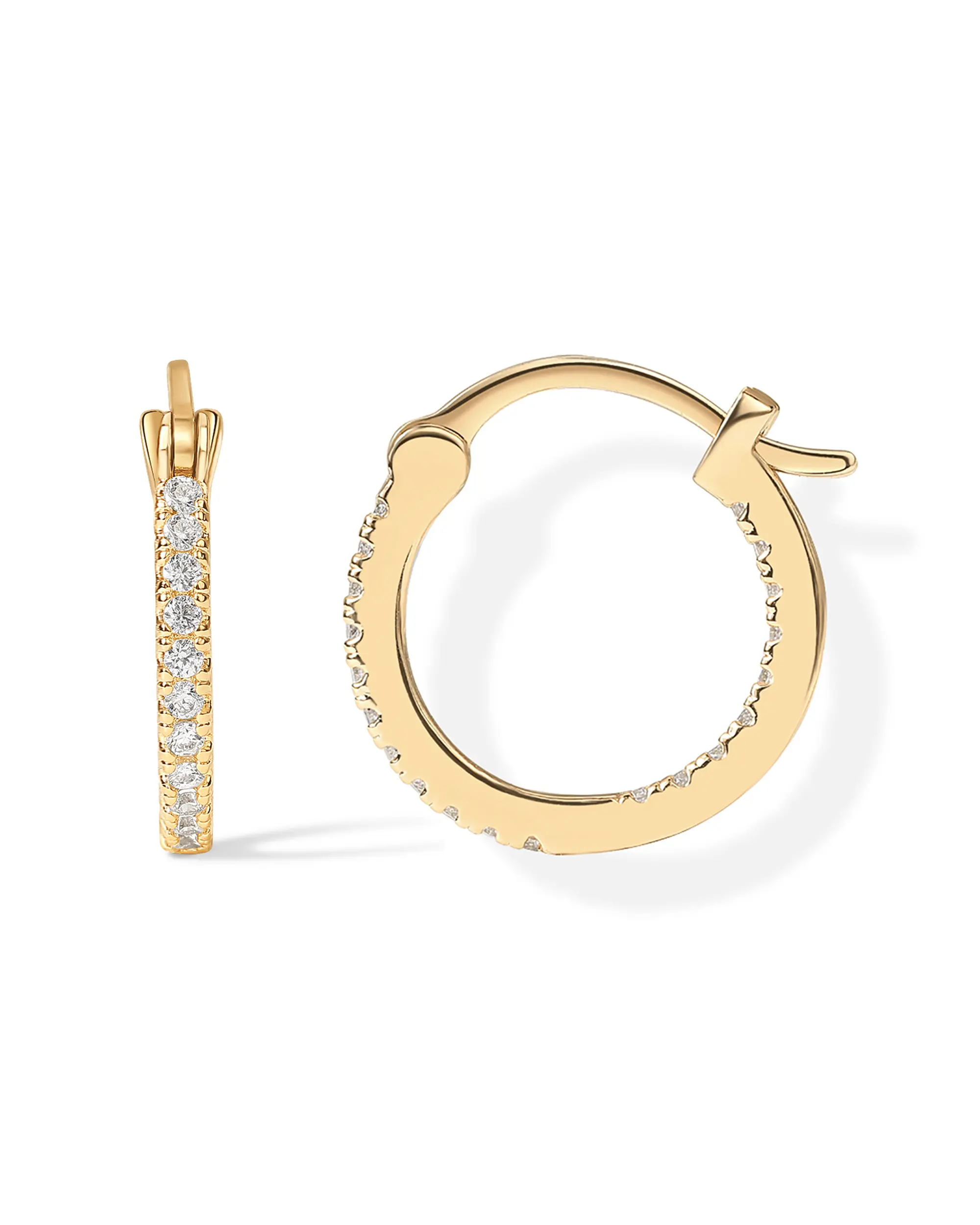 PAVOI 14K Gold Plated 925 Sterling Silver Post Cubic Zirconia Hoop Earrings for Women PAVOI 14K Gold Plated 925 Sterling Silver Post Cubic Zirconia Hoop Earrings for Women