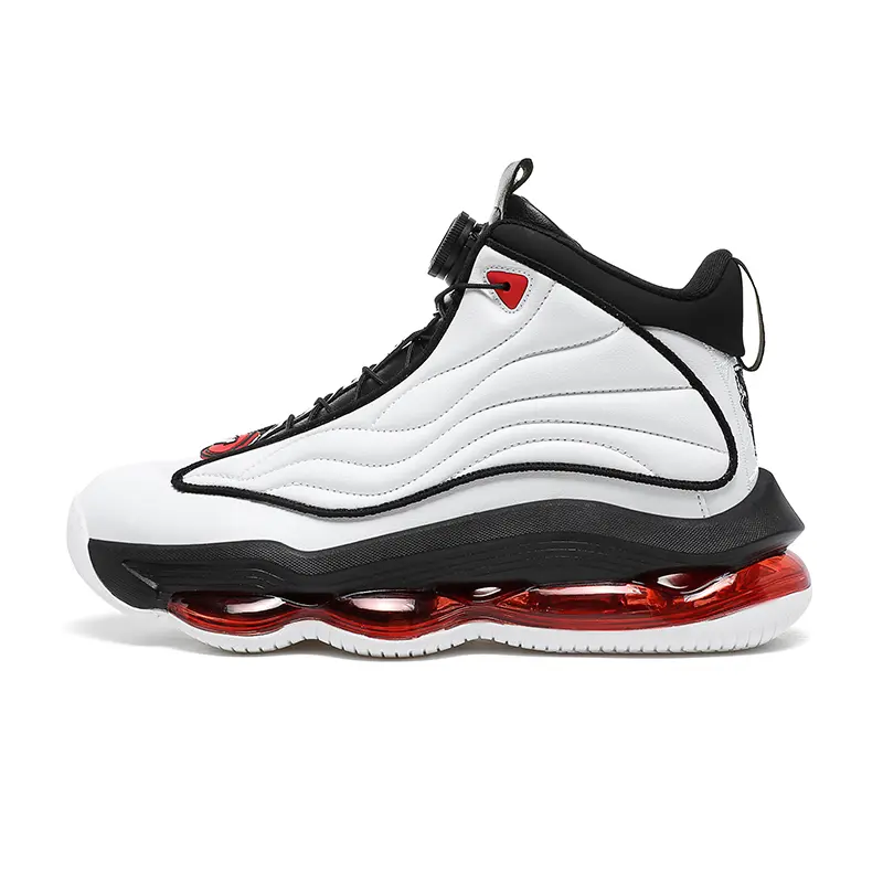 Men's Mid Top Hoopshoes for Teenagers, Breathable All Seasons Athletic Trainers with Rotating Buckle Closure and Air Cushion, Ankle, Closed Toe, Versatile For Sports, Male