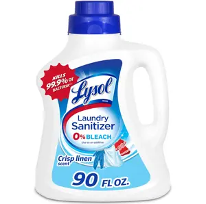 Lysol Disinfectant Laundry Sanitizer & Scent Booster 90 FL OZ, Color Safe Bleach Alternative, Laundry Odor Eliminator, Crisp Linen Scent