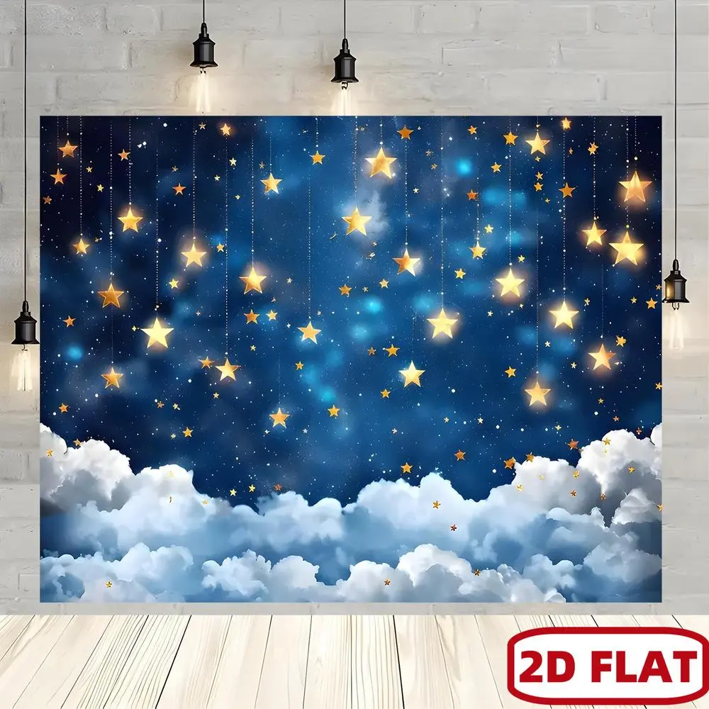 1pc Polyester Starry Sky Backdrop - Festive Decor Banner for Twinkle Little Star Themed Photo Walls, Ideal for Happy Birthday Parties