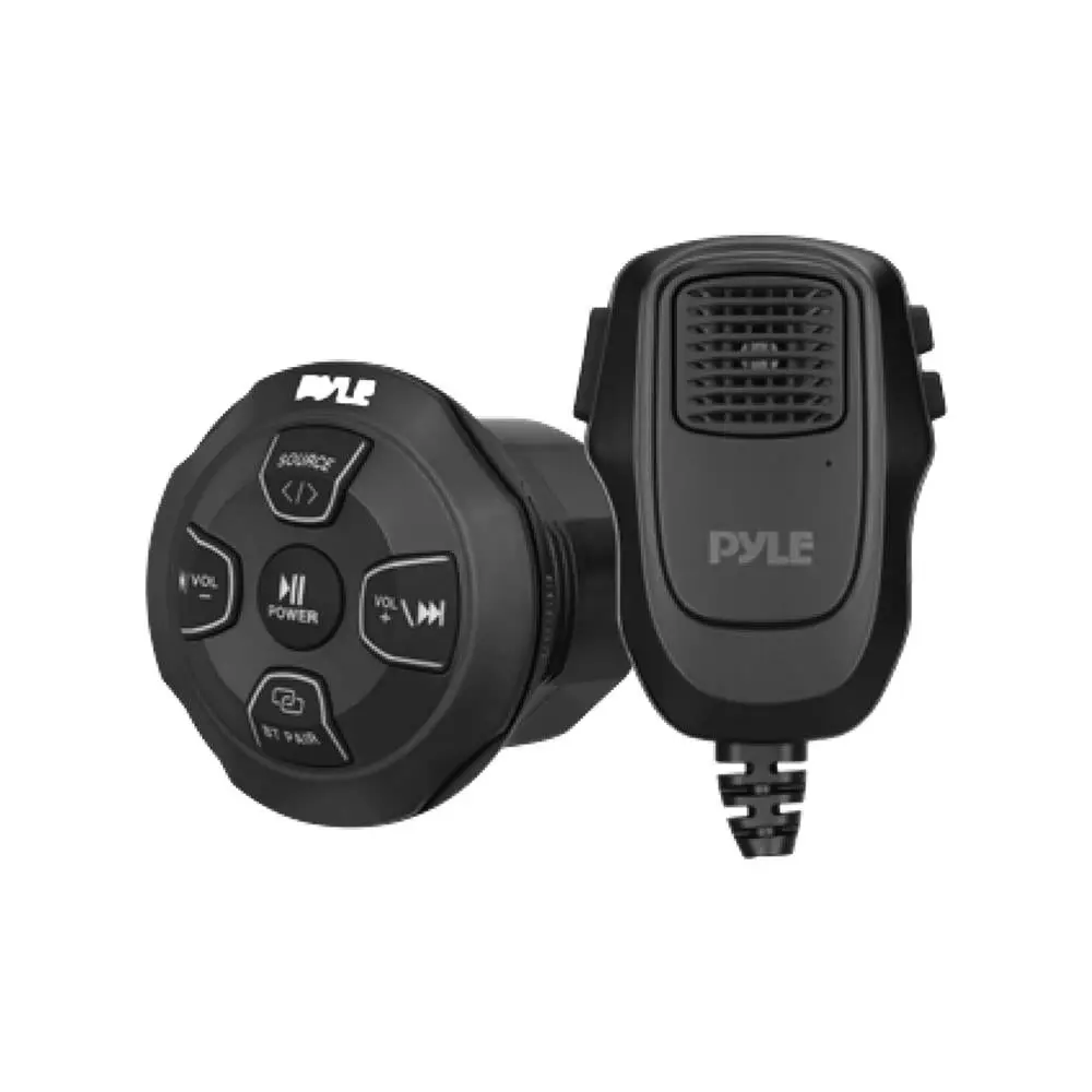 Compact Marine Bluetooth Receiver Kit - Waterproof 2-Channel Stereo Amplifier, Handheld Mic, Wireless 3.5mm Device Connection, Mount & Protection for Car/Boat Smartphone Audio Streaming