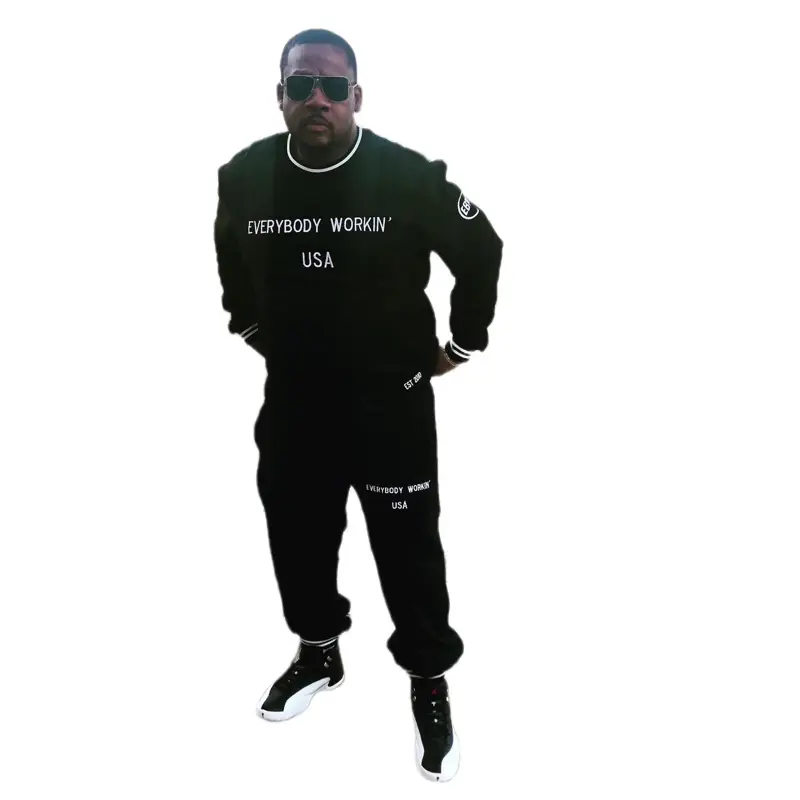 Everybody Workin Sweatsuit Embroidered USA Edition Black Tracksuit for Men and Women Versatile Everyday Wear