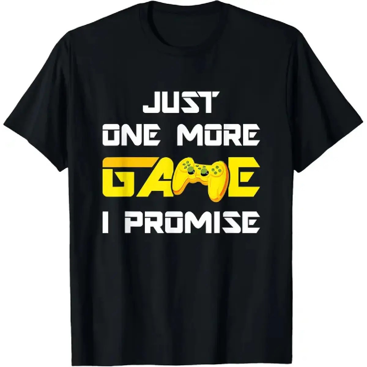 Just One More Game I Promise Gamer Controller Graphic Cotton T-Shirt Casual Short Sleeve Tee