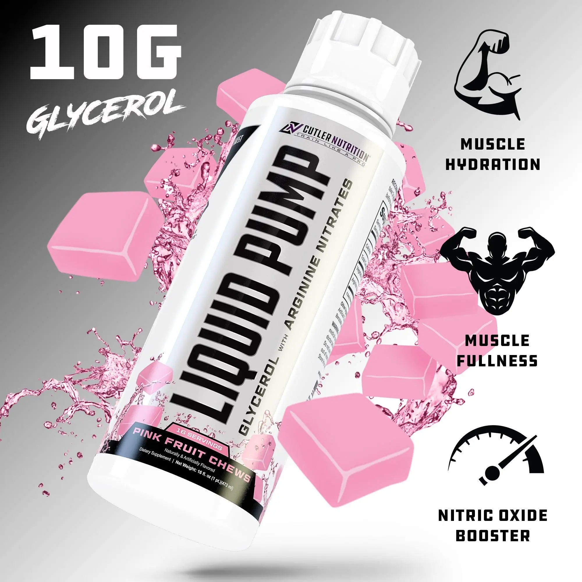 Cutler Nutrition Liquid Pump Caffeine Free Pre-Workout Supplement with Glycerol & Arginine Nitrates for Muscle Pumps and Hydration - Gym