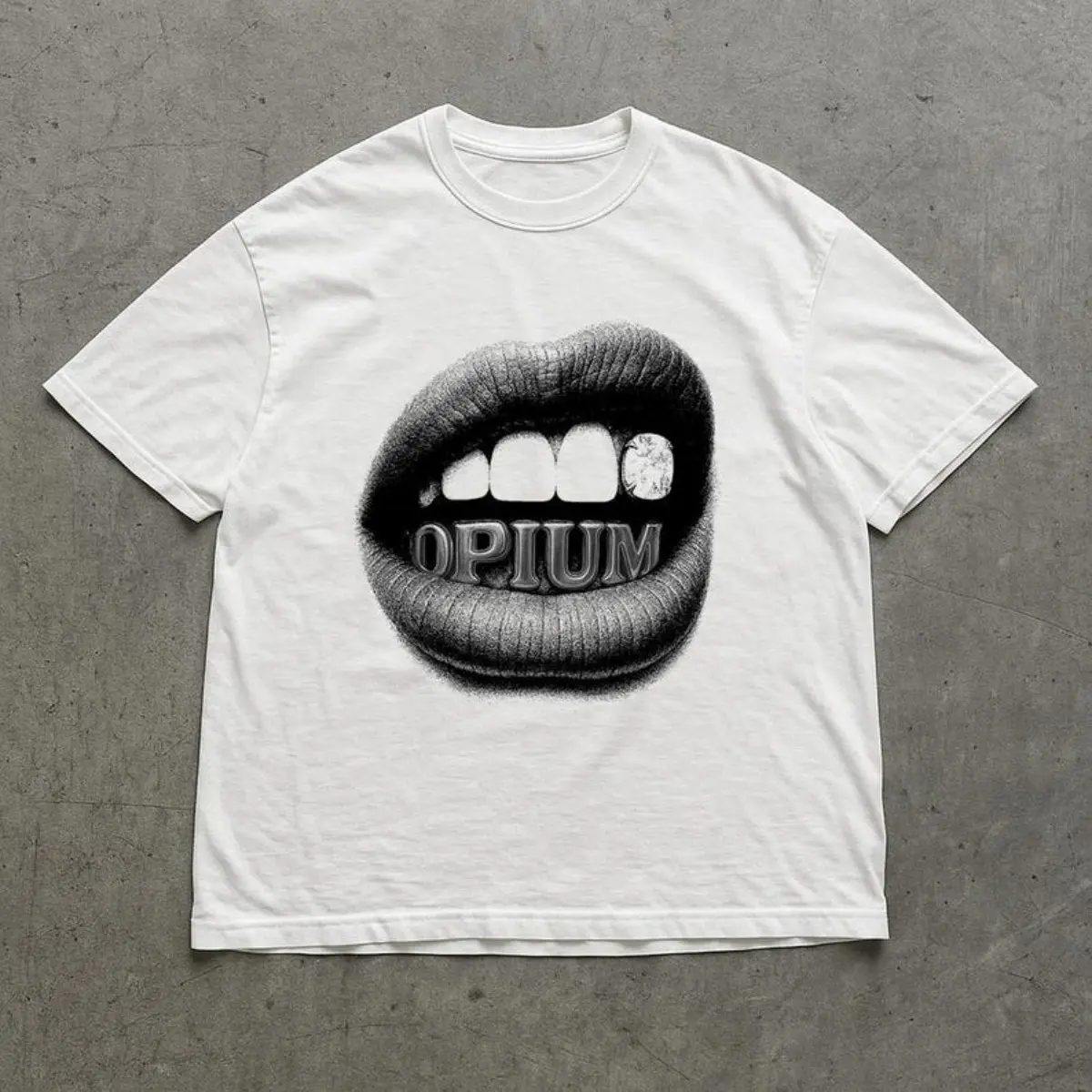Opium Y2K Style Mouth T-shirt Vintage Grillz Vamp Shirt Unisex Carti Merch Streetwear Tee Street Gift for Brother Dad 2572
