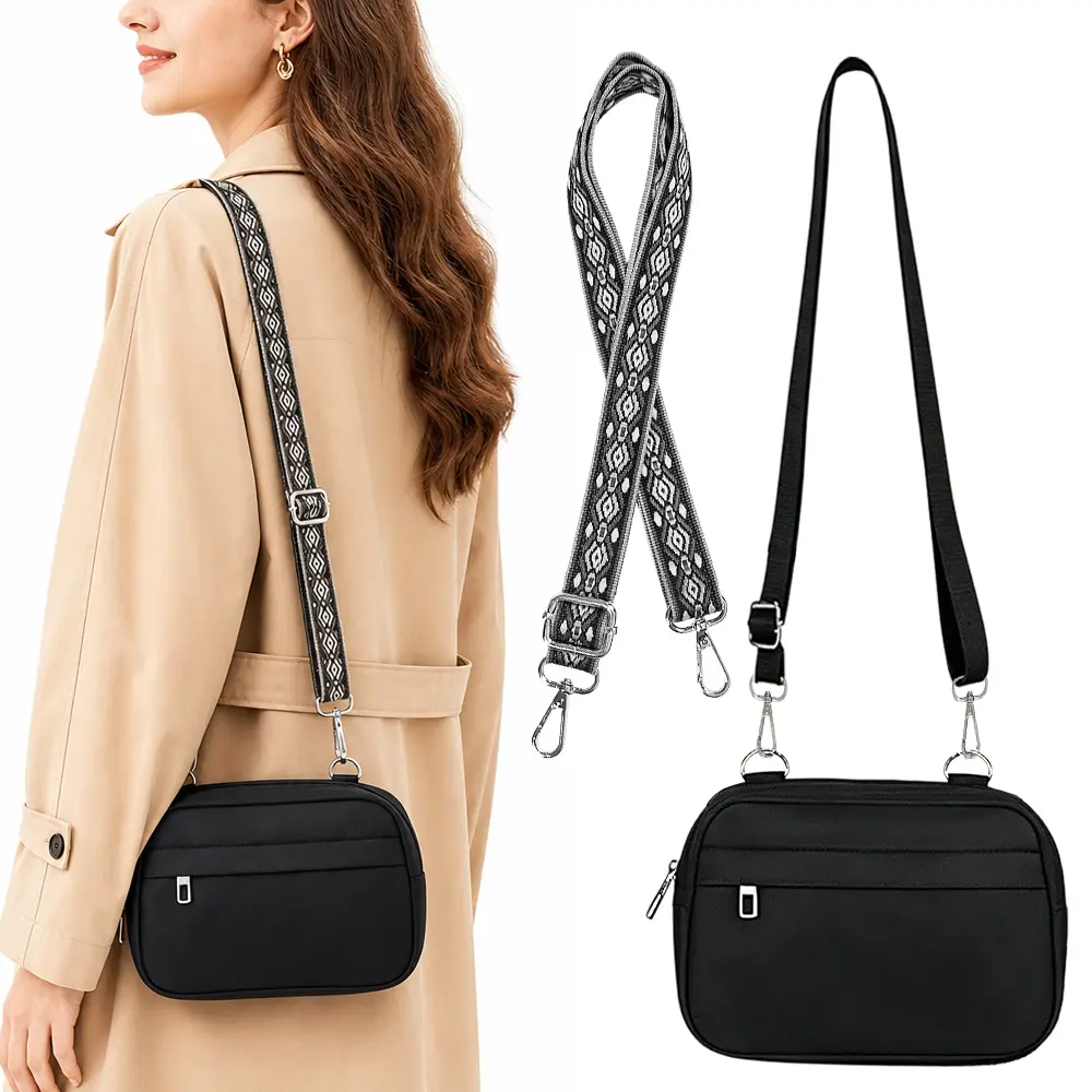 Small Nylon Crossbody Bags for Women Unisex Belt Bag Fanny Pack with 2Pcs Adjustable Strap for Traveling Shopping (Black) - Home Improvement.