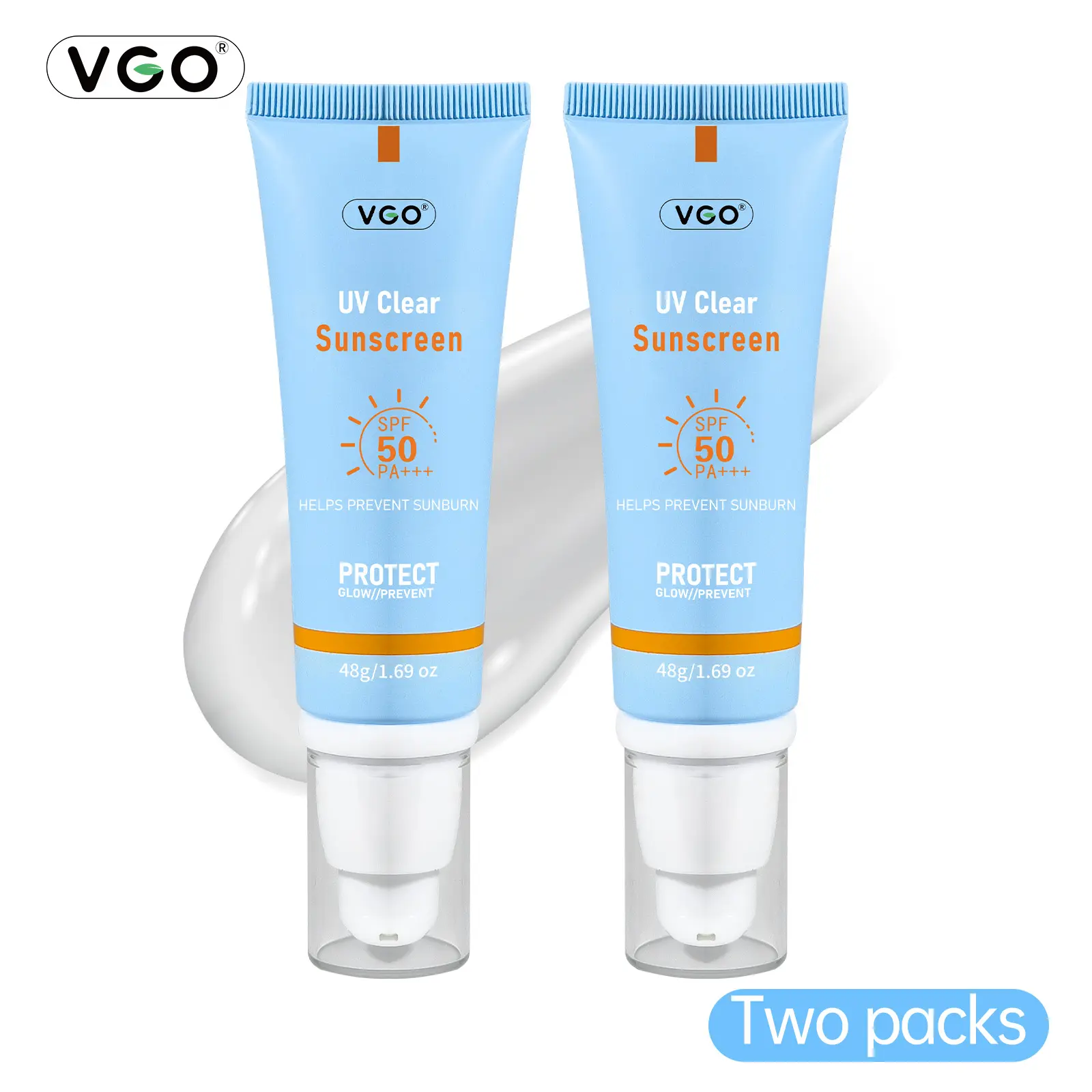 Buy one and get one free  VGO Sunscreen SPF 50/PA+++ 48g UV protection lightweight moisture -A2