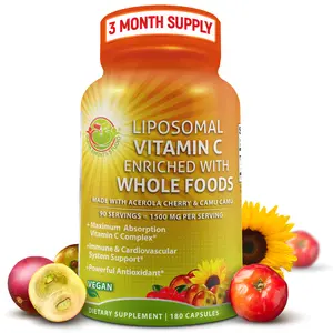 SUPPLEMENTS STUDIO Liposomal Vitamin C 1500mg Capsules - Enriched with Organic Acerola Cherry & Camu Camu - Supports Immune Health - Easy to Swallow - 180 Capsules