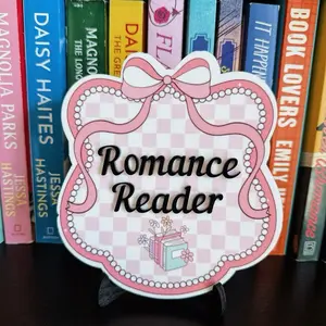 Pink Bow Customizable Bookshelf Plaque, Bookshelf Sign