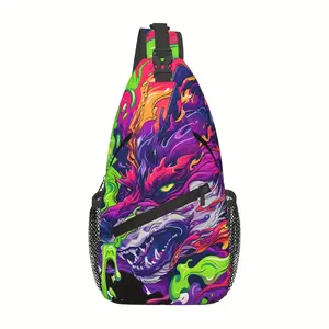 Crossbody chest bag, hiking backpack, cartoon fox head shoulder bag, foldable, large capacity, stylish and durable, can be used for shopping, work, leisure travel, beach bag, fishing backpack