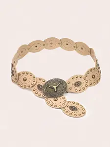 Y2K Boho PU Belt with Metal Buckle, Animal Pattern, Western Cowboy Style, Perfect for Dresses and Jeans, All Seasons Accessory