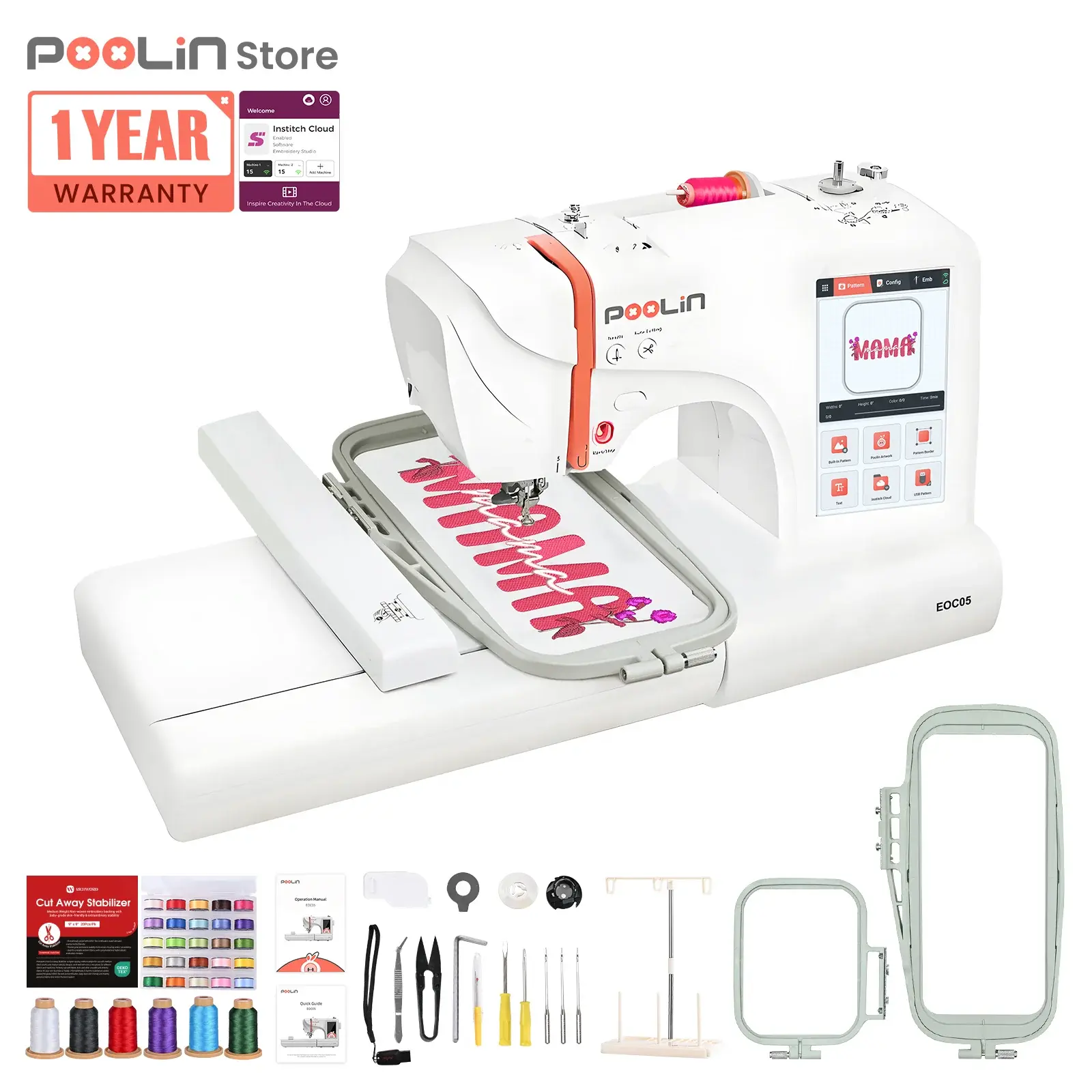 PooLin EOC05 Computerized Home Embroidery Machine For Beginner
