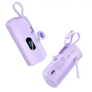Mini Power Bank,Capsule Power Phone Charger 5500mAh,Portable Charger with Dual USB-C Ports for iPhone 17/16/15/15 plus/15 pro/15 pro Max/Android Phone/Samsung/Moto/LG etc (Pink)