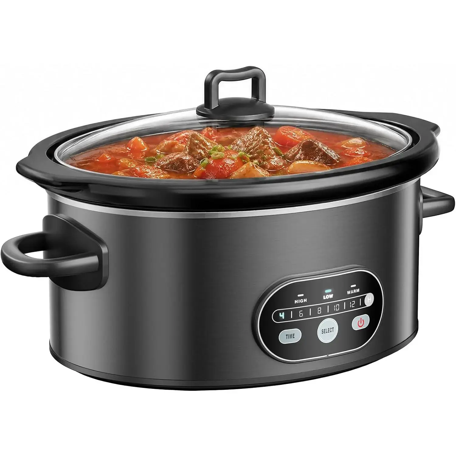 6QT/8QT Size Programmable Slow Cooker - Kitchen Appliances with 3 Heat Settings, Large Ceramic Pot for Soups, Stews, Family Meals & Meal Prep
