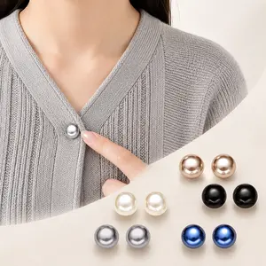 10pcs Pearl-Like Plastic Snap Buttons - No-Sew Adjustable Clasps, Glossy Spherical Dark Blue/Black & White/Beige Decorative Fasteners for Shirts, Dresses, Jackets, Blouses - Durable & Easy to Use (10pcs), Bling Buttons for Clothes, Buttons for
