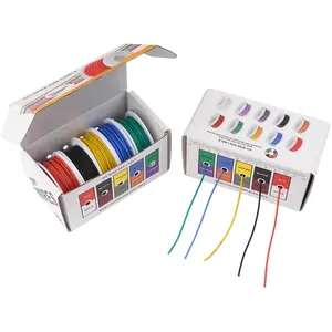 22AWG Stranded Electrical Wire with Conductivity, 1 Set 22 Gauge Tinned Copper Wires, Flexible Silicone Insulation Electric Hook Up Wire Kit, DIY/Automotive/Home/Power Wiring Kit, Cable